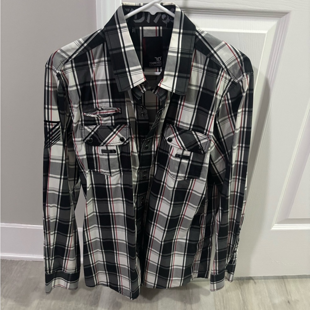 7 Diamonds Plaid Shirt large